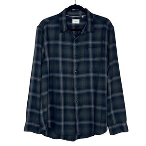 7Diamonds Luxe Soft Broken Halos gray and black Plaid button up Shirt size Large